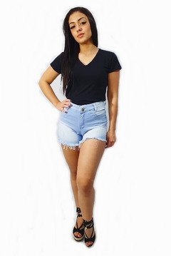 short jeans feminino cintura alta com lycra - Hit Jeans