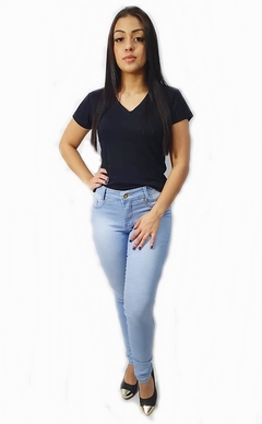 Calça jeans feminina Skinny cintura alta com lycra - loja online