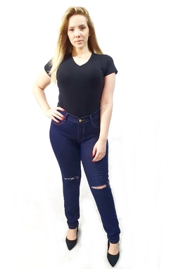 Kit 2 Calça jeans feminina Plus Size joelho rasgado skinny com lycra na internet