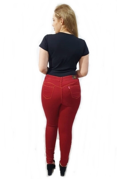 Imagem do Calça jeans feminina plus size Skinny cintura alta com lycra