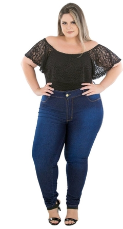 Calça jeans feminina plus size Skinny cintura alta com lycra - Hit Jeans