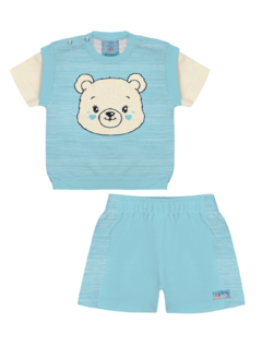 CONJUNTO BLUSA E SHORTS MOLETINHO URSO CUTE - comprar online