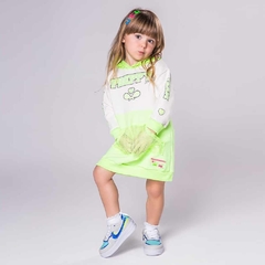 VESTIDO MANGA LONGA TELINHA NEON