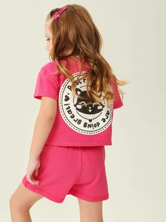 CONJUNTO BLUSA E SHORTS MOLETOM PONTILHADO GATINHA - comprar online