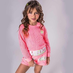 CONJUNTO BLUSÃO E SHORTS TELINHA NEON