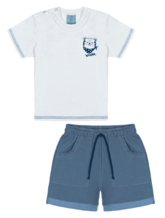 CONJUNTO CAMISETA E BERMUDA MOLECOTTON JEANS ROARR - comprar online