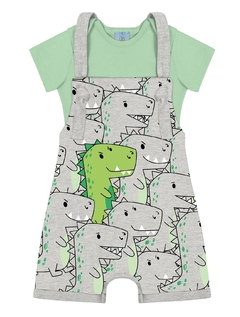 CONJUNTO BODY E JARDINEIRA MOLETOM DINO - comprar online