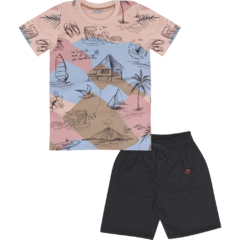 CONJUNTO CAMISETA E BERMUDA ESTAMPA BEACH - comprar online