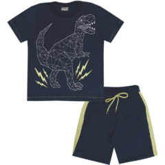 CONJUNTO CAMISETA E BERMUDA DINO GEOMÉTRICO - comprar online