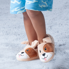 PANTUFA INFANTIL BEGE CACHORRO PIMPOLHO