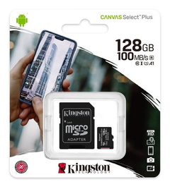 MicroSD Kingston Tarjeta de memoria 128gb Con adaptador Clase 10 100Mb/s - comprar online