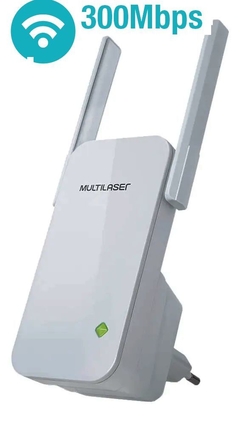 Repetidor 300Mbps 2 Antenas Externas Branco Multilaser - RE056