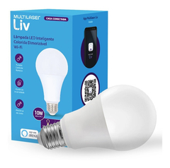 Lâmpada LED Bulbo Inteligente Colorida Dimerizável Wi-Fi - Multilaser Liv - SE224