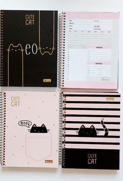 Caderno Colegial 1 matéria Cute Cat - CADERSIL - Papelaria Ilha Da Magia