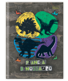 Caderno Brochurão Dinossauros 19 x 27 Com 80 Folhas e Capa Dura - Papelaria Ilha Da Magia