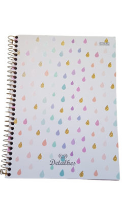 CADERNO COLEGIAL 1 Matéria - DETALHES GOTAS