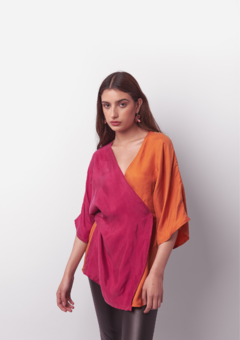 Wrap Bluse bi-color - comprar online