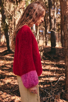 Sweater Tramado - Rojo + Rosa