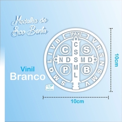 Adesivo Medalha de São Bento Grande - Vinil Branco