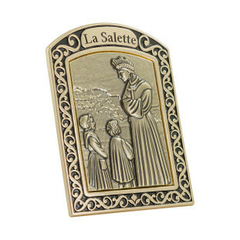 Quadro de NOSSA SENHORA LA SALETTE Dourado com Ouro Velho 10cm ETK