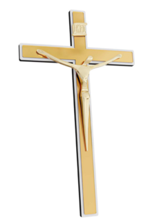 Crucifixo Estilizado de Parede MDF e Acrilico metalico 30,5cm - Dourado ETK