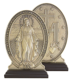 ADORNO NOSSA SENHORA DAS GRAÇAS MEDALHA MILAGROSA ETK OURO VELHO 19CM