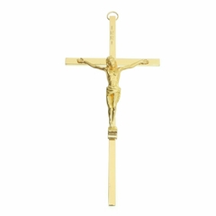 Crucifixo de Metal - Dourado 15cm parede