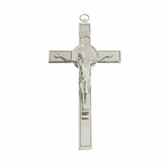 Crucifixo de Parede São Bento - Prata 17,5cm