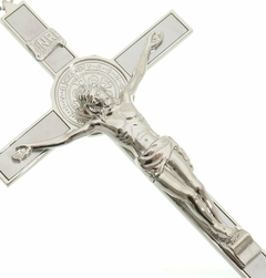 Crucifixo de Parede São Bento - Prata 17,5cm - comprar online