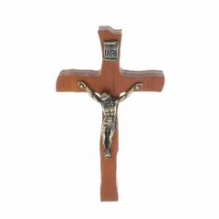 Crucifixo de Parede Rústico em Madeira de Demolição - 9cm