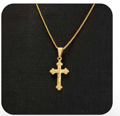 Colar com Crucifixo - Dourado ETK Banho de Ouro