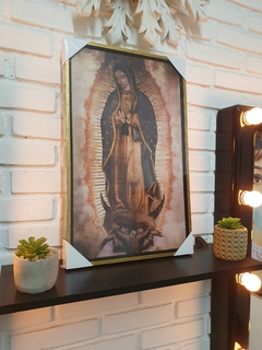 Quadro Nossa Senhora Guadalupe Tela HD acabamento em verniz