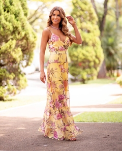 VESTIDO LONGO FLORAL AMARELO