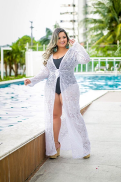 Saída de Praia Plus Size Branca