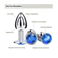 Plug Anal con Gema 3 piezas de Acero Inoxidable - comprar en línea