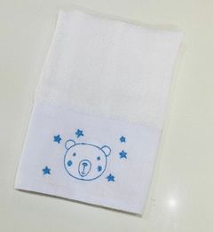 FRALDINHA DE BOCA BORDADO URSO ESTRELA AZUL