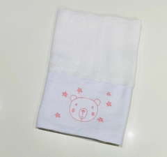 FRALDINHA DE BOCA BORDADO URSO ESTRELA ROSA