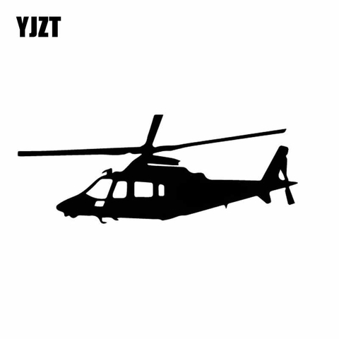 YJZT 15.2cm X 5.9cm silhueta em vinil helicóptero avançado em preto/prata c27-1190