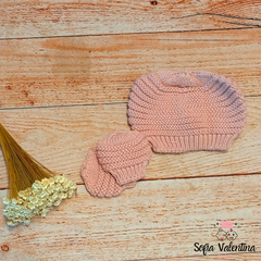 Kit Gorro e Luvas Tricot