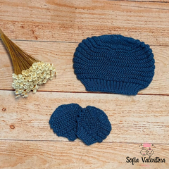 Kit Gorro e Luvas Tricot - Saída de maternidade Sofia Valentina Baby