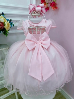 Vestido Festa Jardim Encantado Rosa Drapeado - comprar online