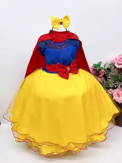 Vestido Festa Branca de Neve Capa Luxo