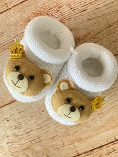 Sapatinho Tricot Ursinho Príncipe - Saída de maternidade Sofia Valentina Baby