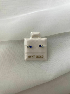 Aretes con zirconia azul oro 10kt