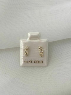 Aretes bolita con zirconia oro 10kt