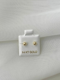 Aretes bolita lisa oro 14kt