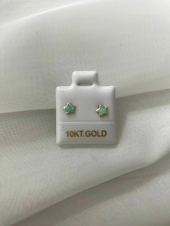 Aretes estrella aqua oro 10kt