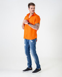 Camisa Laranja de Botões Santo Moço