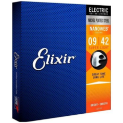 Elixir Cordas de guitarra elétrica com revestimento Nanoweb, super leve (.009-.042)