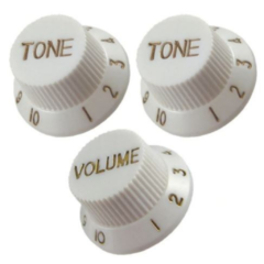 Knob Guitarra Strato Branco Botões Tone / Volume kit com 3